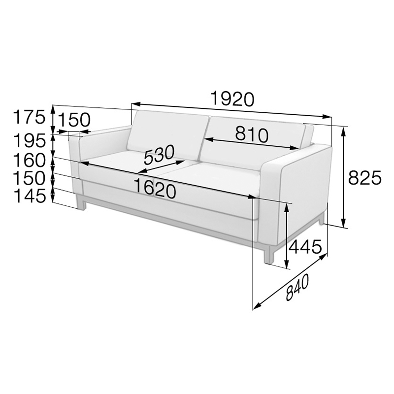 Диван на 3 места размеры